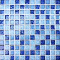 23x23mm Blossom Surface Square Glossy Porcelain Mixed Blue BCH001-Mosaic tile, Ceramic mosaic, Glossy mosaic tile, Swimming pool mosaic tile