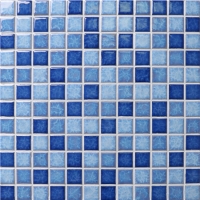 23x23mm Blossom Surface Square Glossy Porcelain Mixed Blue BCH002-Mosaic tiles, Ceramic mosaic, Pool mosaic, Pool tile wholesale
