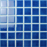 48x48mm Heavy Ice Crackle Surface Square Glossy Porcelain Dark Blue BCK608-Mosaic tile, Ceramic mosaic, Dark blue swimming pool tiles, Beautiful pool tiles 