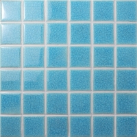 48x48mm Heavy Ice Crackle Surface Square Glossy Porcelain Blue BCK610-Mosaic tile, Ceramic mosaic, Ice crack pool mosaic, Swimming pool tile wholesale