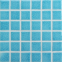 48x48mm Ice Crackle Surface Square Glossy Porcelain Light Blue BCK647-Pool tiles, Ceramic mosaic pieces, Crackle ceramic mosaic supplies 