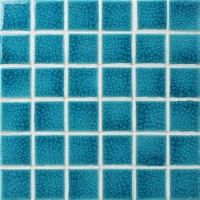 48x48mm Ice Crackle Surface Square Glossy Porcelain Blue BCK648-Pool Mosaic, Ceramic mosaic tile, Porcelain mosaic for swimming pool