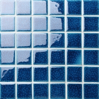 48x48mm Heavy Ice Crackle Surface Square Glossy Porcelain Blue BCK650-Mosaic tile, Ceramic mosaic, Pool mosaic for sale, Blue swimming pool tiles