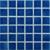 48x48mm Heavy Ice Crackle Surface Square Glossy Porcelain Blue BCK652-Pool tiles, Ceramic mosaic tile, Mosaic pool renovations