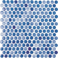 Diameter 19mm Penny Round Glossy Porcelain Blend Blue BCZ001-Mosaic tiles, Ceramic mosaic tile, Penny round mosaic tile