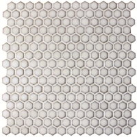 Hexagon Glazed White BCZ604-Mosaic tile, White ceramic mosaic, White mosaic tile bathroom, White mosaic pool tiles
