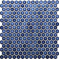 Hexagon Dark Blue BCZ607-Mosaic tile, Pool tile, Blue hexagon pool tile