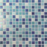 20x20mm Square Hot Melt Glass Iridescent Blue Mix BGE004-Pool mosaic, Glass mosaic tile, Glass mosaic patterns for swimming pool