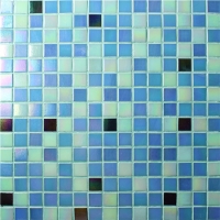 20x20mm Square Hot Melt Glass Iridescent Blue Mix BGE010-Pool tile, Glass mosaic, Glass mosaic pool tile