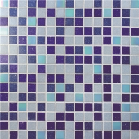 20x20mm Square Hot Melt Glass Iridescent Blue Mix BGE012-Pool tiles, Glass mosaic, Glass mosaic on shower floor