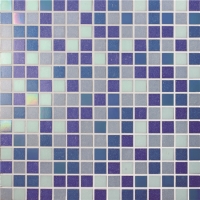 20x20mm Square Hot Melt Glass Iridescent Blue Mixed BGE014-Pool tile, Pool mosaic, Glass mosaic, Hot melt glass mosaic 