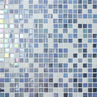 15x15mm Square Hot Melt Glass Iridescent Mixed Blue BGC012-Pool tile, Pool mosaic, Glass mosaic, Glass mosaic tile shower floor