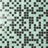 15x15mm Sauqre Hot Melt Glass Mint Green Mixed Black BGC018-Pool tile,Pool mosaic, Glass mosaic, Square melting glass mosaic 