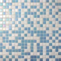 Square Blue Mix White BGC019-Pool tile, Pool mosaic, Glass mosaic, Glass mosaic tile backsplash