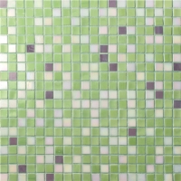 15x15mm Square Hot Melt Glass Iridescent Mixed Green BGC026-Pool tile, Swimming pool mosaic, Glass mosaic, Glass mosaic tile sheets