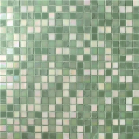 20x20mm Square Iridescent Hot Melt Glass Mixed Green BGC027-Pool tile, Pool mosaic, Glass mosaic, Hot melt glass mosaic tile 