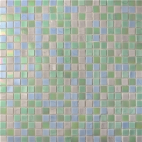 20x20mm Square Iridescent Hot Melt Glass Mixed Green BGC028-Pool tile, Swimming pool mosaic, Glass mosaic, Glass mosaic tile shower