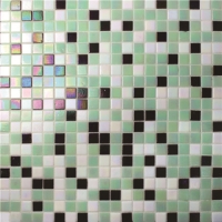 20x20mm Square Iridescent Hot Melt Glass Mixed Green BGC037-Pool tile, Pool mosaic, Glass mosaic, Green swimming pool mosaic tile