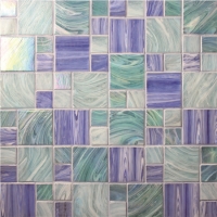 1 Inch Mixed 2 Inch Square Hot Melt Glass Iridescent BGZ001-Pool tile, Pool mosaics, Glass mosaic, Hot melt glass mosaic tile