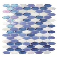 Oval Iridescent Hot Melt Glass Multicolored BGZ008-Pool tile, Pool mosaic, Glass mosaic, Irregular mosaic tile for sale