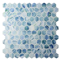 1 Inch Hexagon Matte Hot Melt Glass Blue BGZ022-Pool tiles, Pool Mosaics, Glass Mosaic, Hexagon glass mosaic 