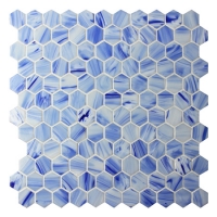 1 Inch Hexagon Matte Hot Melt Glass Blue BGZ024-Pool tiles, Pool mosaics, Glass mosaics, Hexagon mosaic floor tile