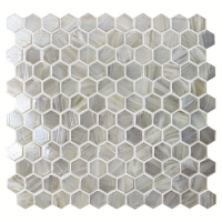 1 Inch Hexagon Matte Hot Melt Glass Cream BGZ201-Pool tile, Pool mosaics, Glass mosaic, Hexagon mosaic wall tile