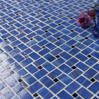 Basket Weave Matte Hot Melt Glass Mixed Cobalt Blue BGZ016-Mosaic tile, Glass mosaic, Pool glass mosaic tiles, Blue windmill glass mosaic tiles