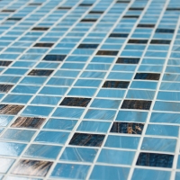 Línea azul de lujo del oro de la mezcla BGZ011-Mosaico de mosaico, Mosaico de vidrio, Mosaico de cristal caliente, Mosaico de mosaico para piscina