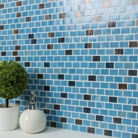 Luxury Blue Blend Gold Line BGZ010-Mosaic tile, Glass mosaic, Melting glass mosaic tile, Glass subway tiles