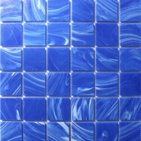 20x20mm Venus Cloud Square Hot Melt Glass Iridescent Blue BGN604-Pool Tile, Glass Mosaic, Blue Glass Tile