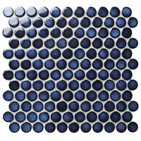 Azul oscuro BCZ624A-Azulejos redondos, mosaico redondo centavo azul, mosaico redondo circular Penny