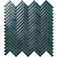 Herringbone Mosaic Dark Green BCZ919A-Strip mosaic, Strip mosaic tiles, Strip mosaic backsplash