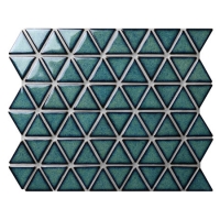 Triangle vert foncé BCZ716A-carreaux de porcelaine émaillé, triangle de mosaïque, tuiles vertes de regroupement