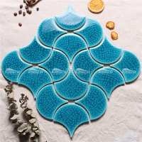 Frozen Fan Shape Crackle BCZ714-B-fish pool tile, fan shaped mosaic tile, swimming pool tiles suppliers