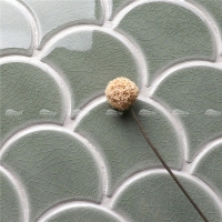 Crackle de forme de ventilateur congelé BCZ317-tuile de mosaïque de forme de ventilateur, tuiles de mur de salle de bains de mosaïque, mur de douche de tuile de mosaïque