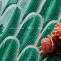 Plumage Verde BCZ602S-azulejos verdes hechos a mano, azulejos de baño hechos a mano, baldosas en forma de pluma