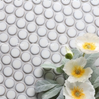 Penny Rodada BCZ202B1-azulejo redondo centavo branco, tile de centavo branco backsplash, banheiro de azulejo centavo branco