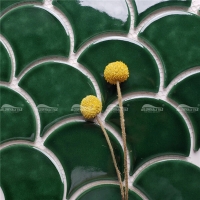 Escala de peixe ZOB1705-azulejos de banheiro de mosaico verde, azulejo de porcelana em escala de peixe, azulejo de escala de peixe para venda