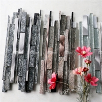 Strip Crystal Glass ZHM2903-marble glass mosaic tile, glass mosaic metal, glass metal marble mosaic tile