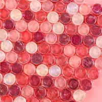 Carreaux de verre iridescent GZOF1401-tuile irisée rouge, tuile en verre rouge irisé, tuile ronde rouge penny