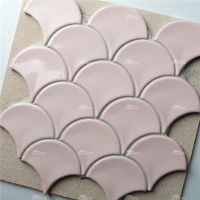 Fish Scale ZGA2401-pink fan tile, pink fish scale tile, pool tile supplier