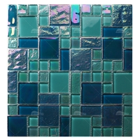 Iridescent Glass Tile GZOF5006-green iridescent glass tile, dark green iridescent glass tile, pool tile supply