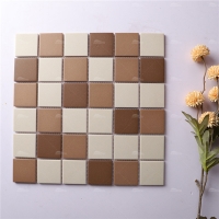 48x48mm Square Full Body Unglazed Mixed Brown KOF6009-tile wholesale,mix brown unglazed mosaic,2x2 unglazed mosaic tile