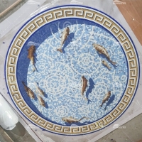 Custom Fish Pattern Spa Pool Art Project 3-simple mosaic art, mosaic art for pools, mosaic art supply