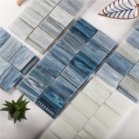 48x73mm Rectangle Matte Hot Melt Glass Blue GZOJ2603-iridescent glass pool tile,glass pool waterline tile,wholesale swimming pool tiles