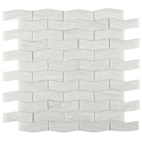 23x73mm Wave Shape Matte Hot Melt Glass White GZOJ2303-glass tile on pool, wholesale tile supply, glass tile in shower