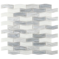 23x73mm Wave Shape Matte Hot Melt Glass White Mixed Gray GZOJ2304-glass tile on swimming pool, glass tile in bathroom, wholesale glass tile