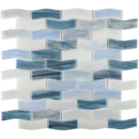 23x73mm Wave Shape Matte Hot Melt Glass Mixed Color GZOJ2604-glass pool tiles, blue wave pool tile, wholesale glass tile pool