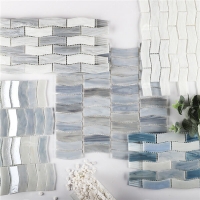 23x73mm Wave Shape Matte Hot Melt Glass Mixed Color GZOJ2902-glass tile backsplash, swimming pool tile waterline, wholesale glass tile bathroom